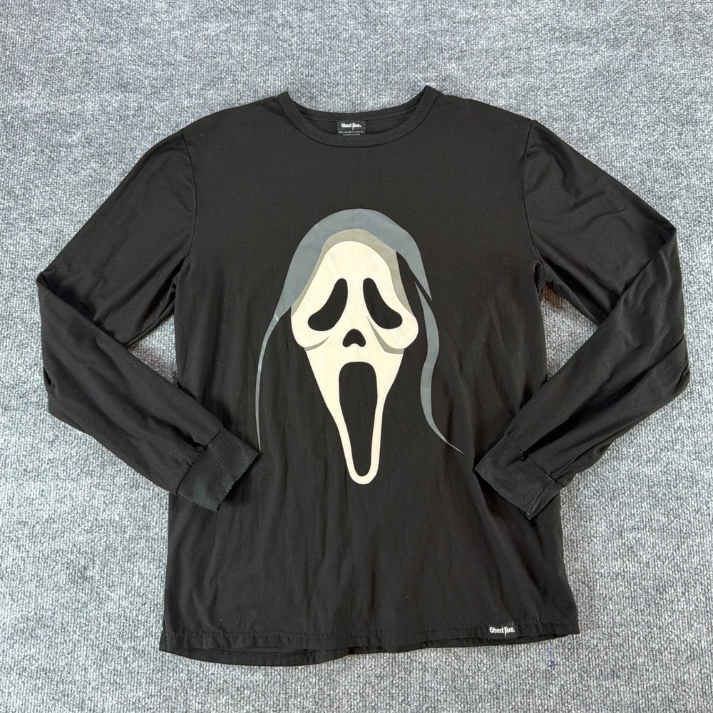 Ghost Face Scream Horror‎ Scary Movie Graphic Long Sleeve T-Shirt Black Mens Med